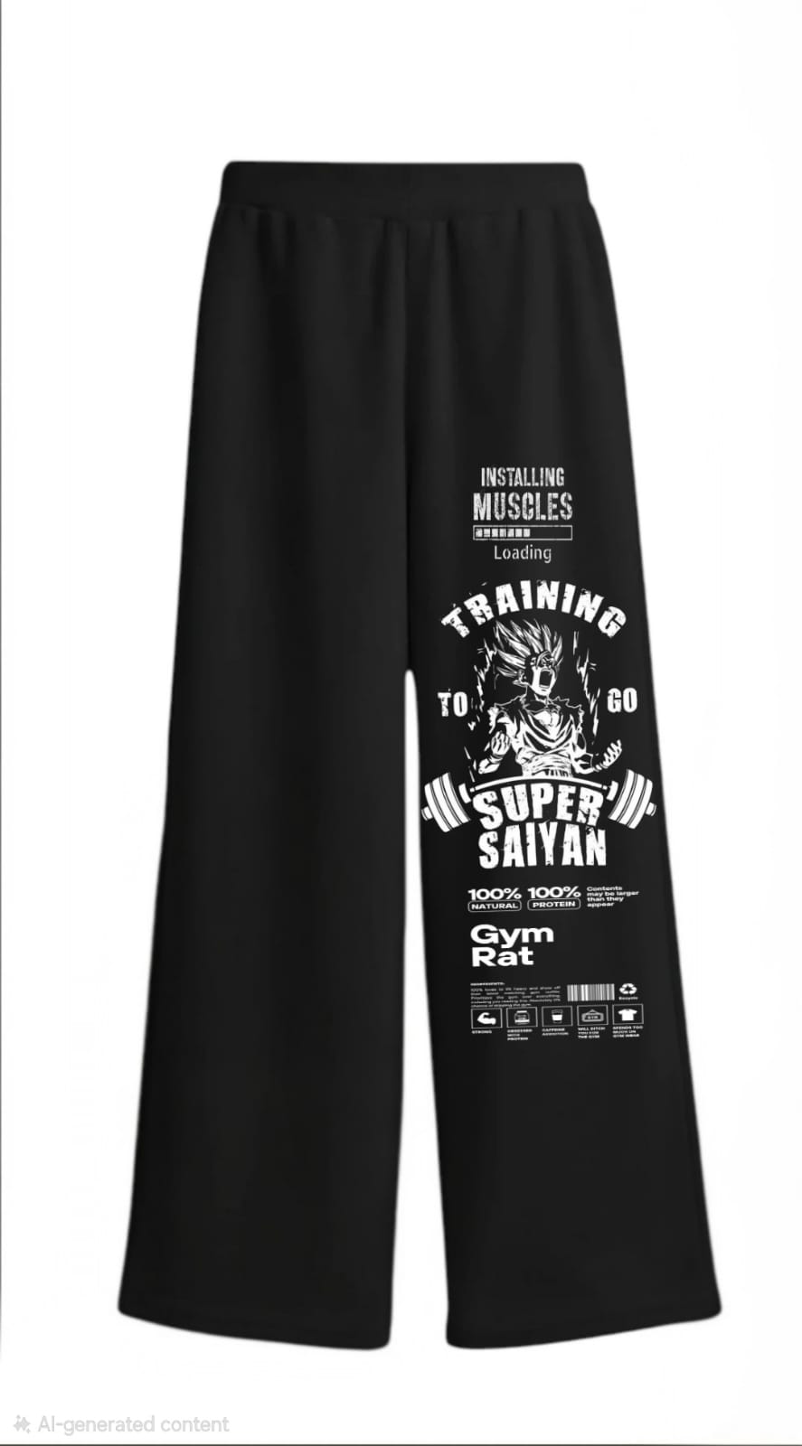 Gym Rat Super Saiyan Training Unisex Jogger, Black Athletic Pants with Graphic Print Design, Workout Fitness